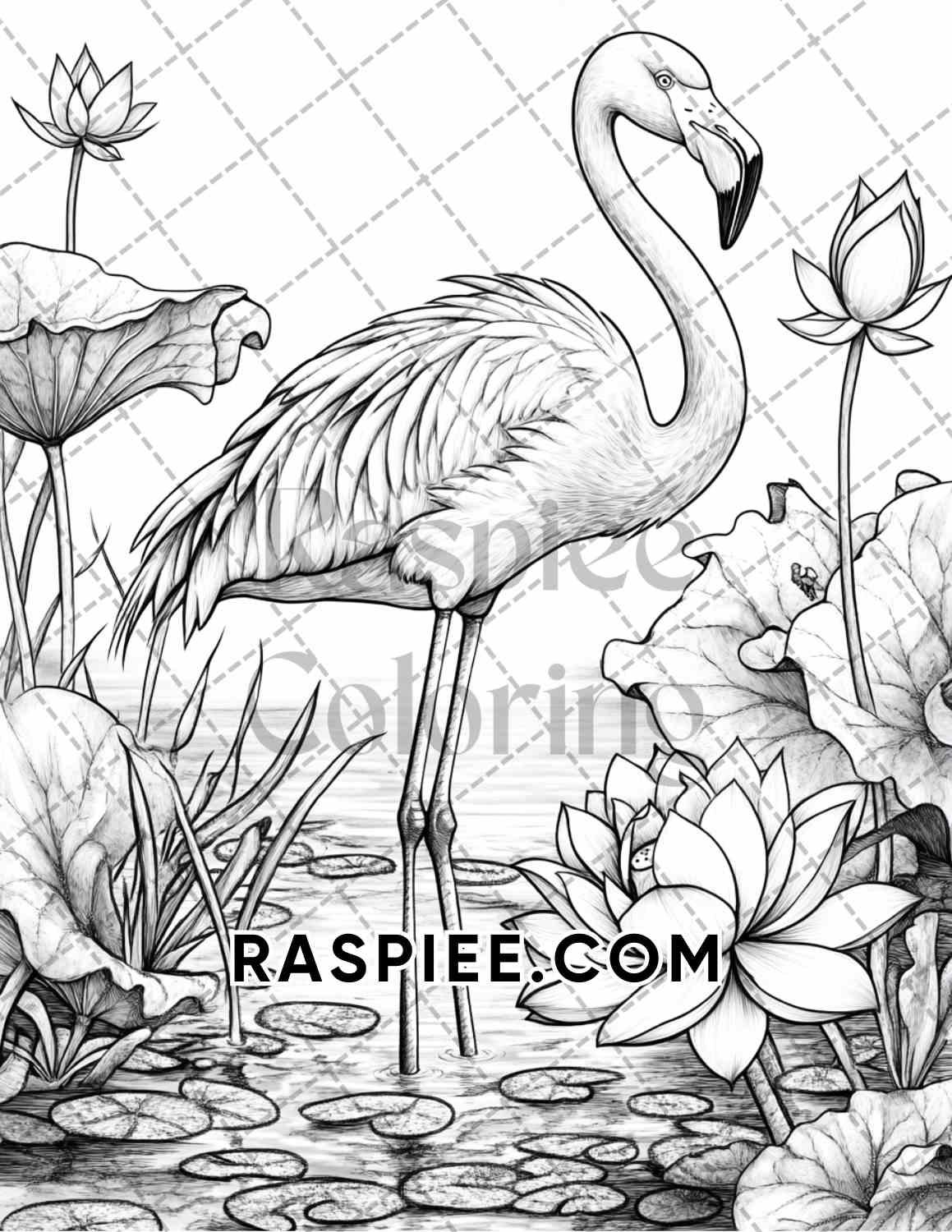 Flowers and Birds Adult Coloring Pages Printable PDF Instant Download - RASPIEE