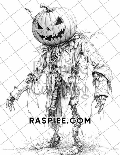 Steampunk Halloween Adult Coloring Pages Printable PDF Instant Download