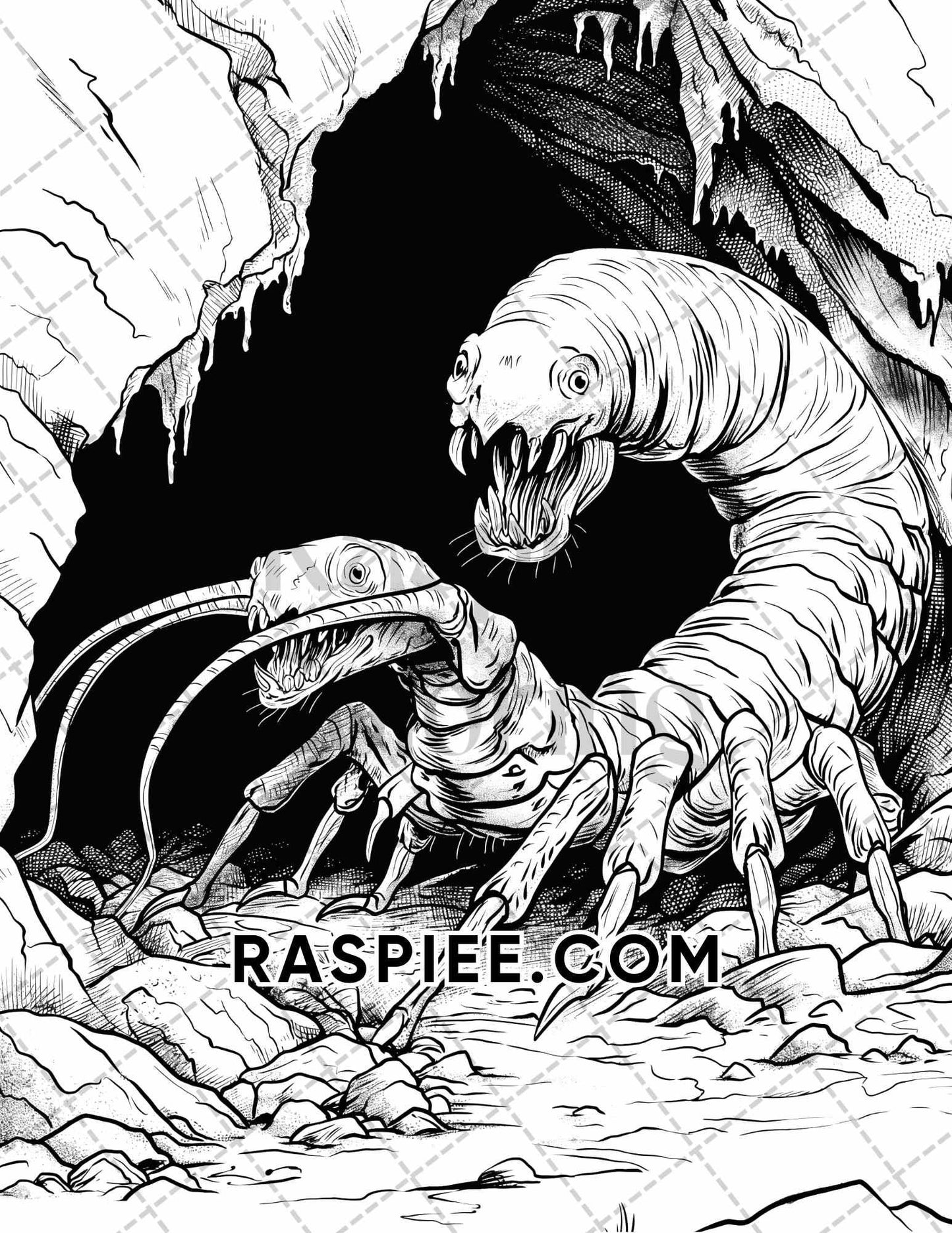 50 Spooky Monsters Halloween Adult Coloring Pages Printable PDF Instant Download