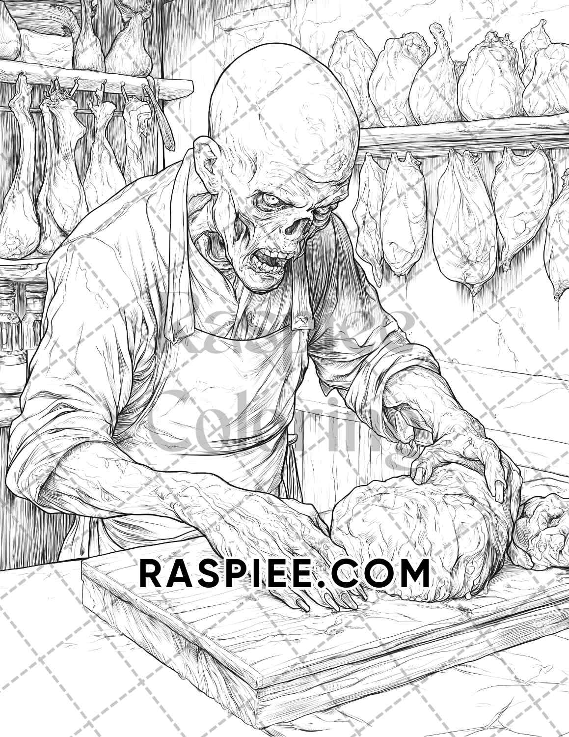 Scary Zombies Halloween Adult Coloring Pages Printable PDF Instant Download