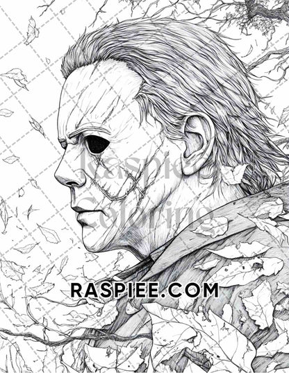 Legends of Horror Halloween Adult Coloring Pages Printable PDF Instant Download