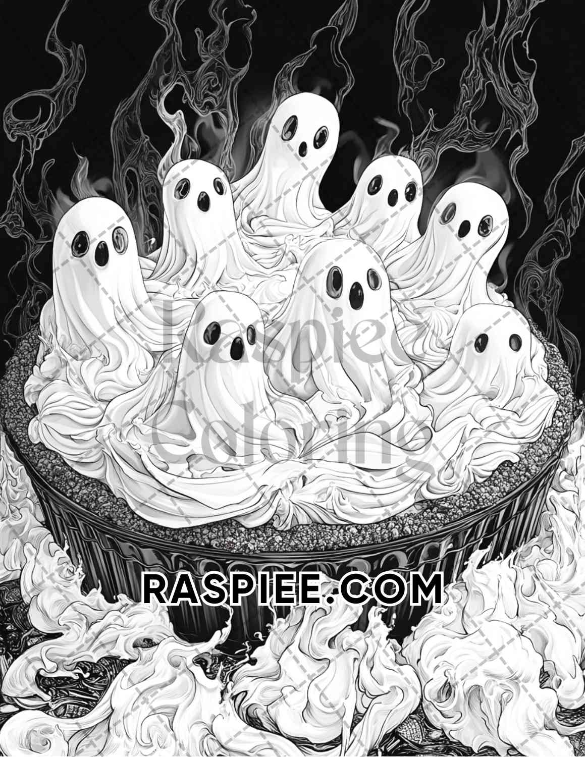 Spooky Desserts Halloween Adult Coloring Pages Printable PDF