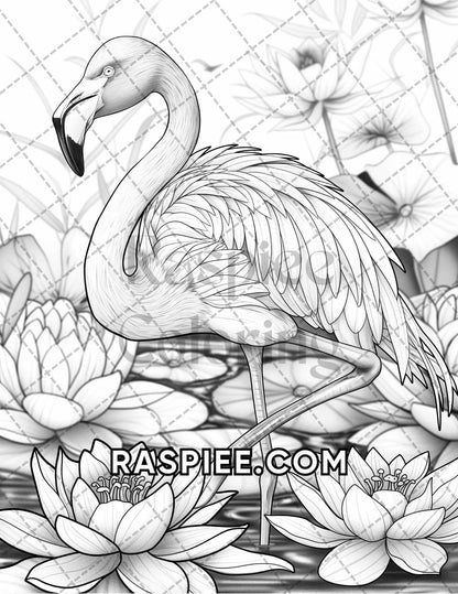 75 Animals in Flowers Grayscale Adult Coloring Pages Printable PDF Instant Download - RASPIEE