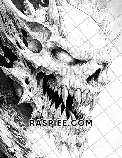 Horror Demons Halloween Adult Coloring Pages Printable PDF Instant Download