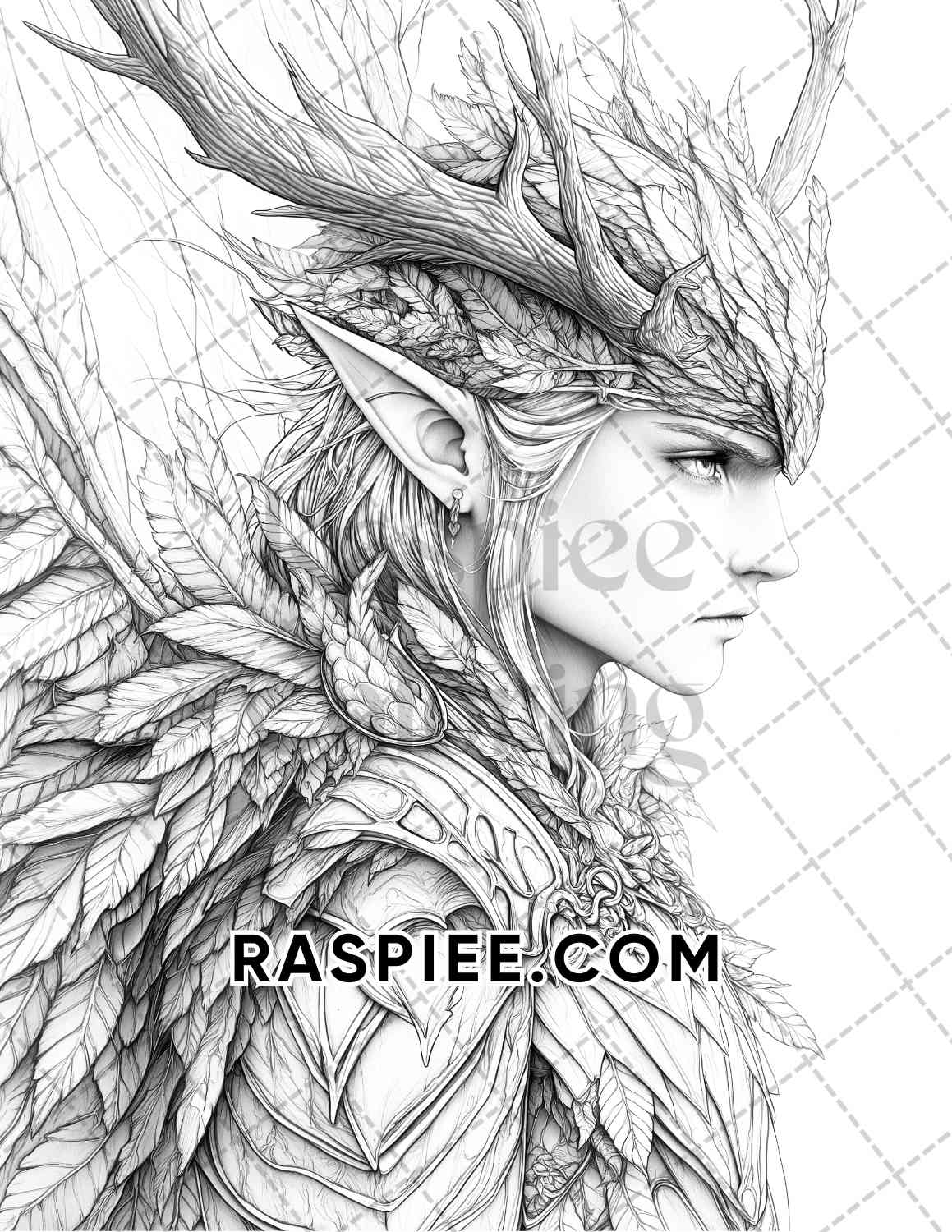 Fairy Beauties Portrait Adult Coloring Pages Printable PDF Instant Download