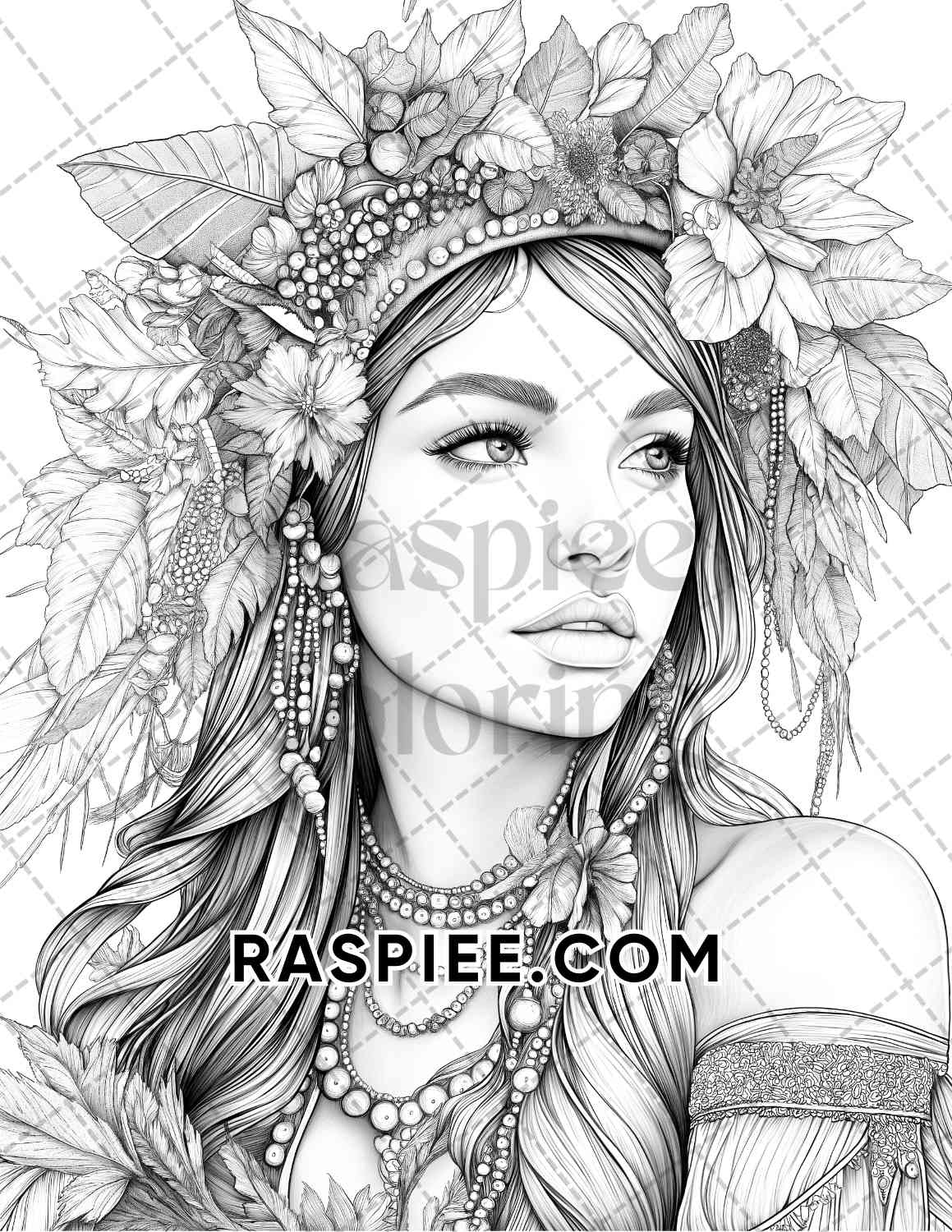 Autumn Beauties Portrait Adult Coloring Pages Printable PDF Instant Download