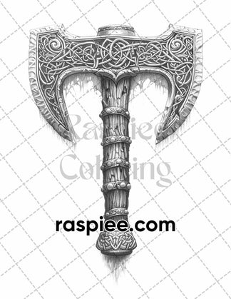 87 Viking Tattoos Grayscale Adult Coloring Pages Printable PDF Instant ...