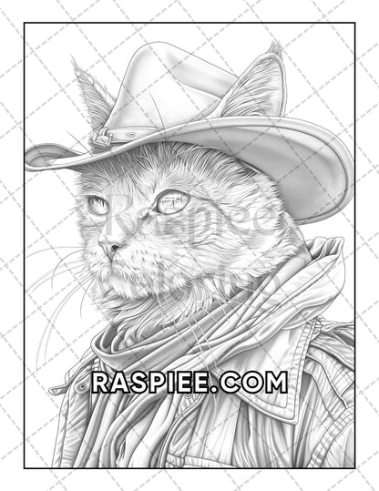60 Cats Dressed Up Adult Coloring Pages Printable PDF Instant Download