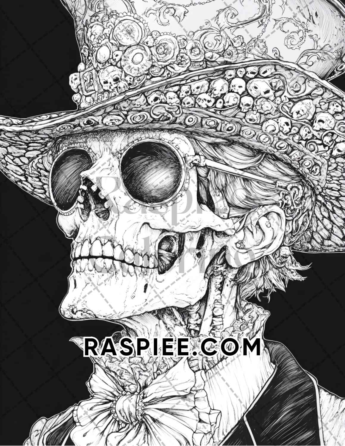 Victorian Zombies Halloween Adult Coloring Pages Printable PDF