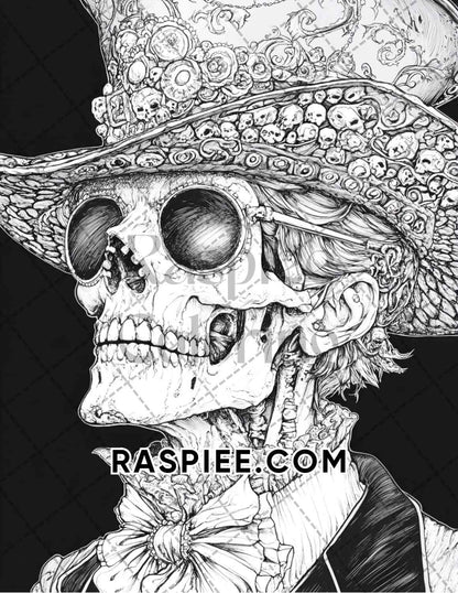 Victorian Zombies Halloween Adult Coloring Pages Printable PDF