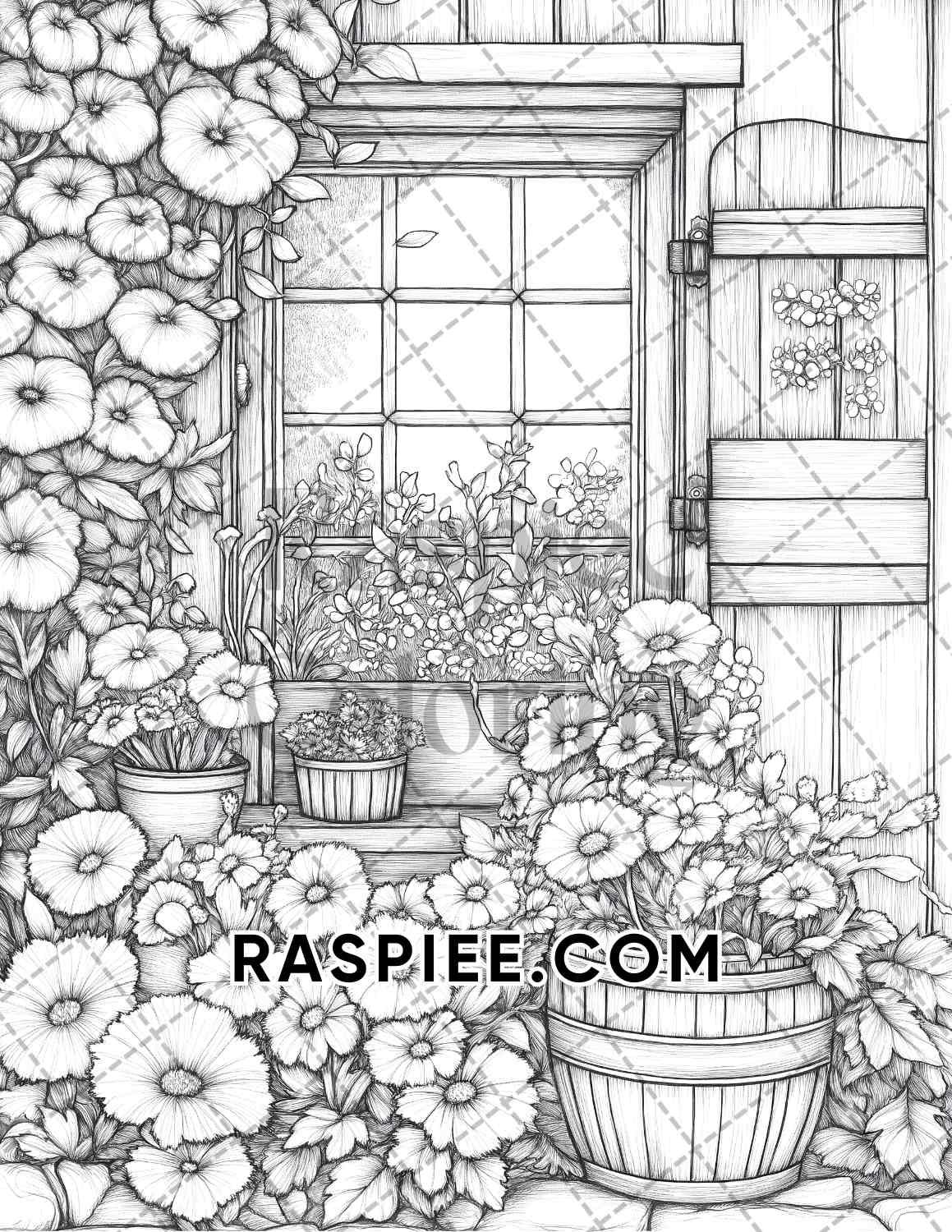 Fall Flowers Adult Coloring Pages Printable PDF Instant Download - RASPIEE