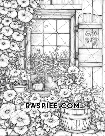 Fall Flowers Adult Coloring Pages Printable PDF Instant Download - RASPIEE