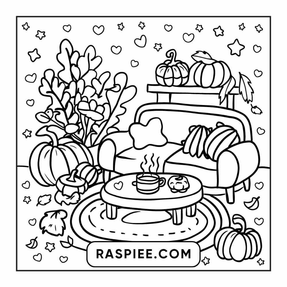 114 Cozy Autumn Bold & Easy Coloring Pages PDF Printable Instant Download - RASPIEE