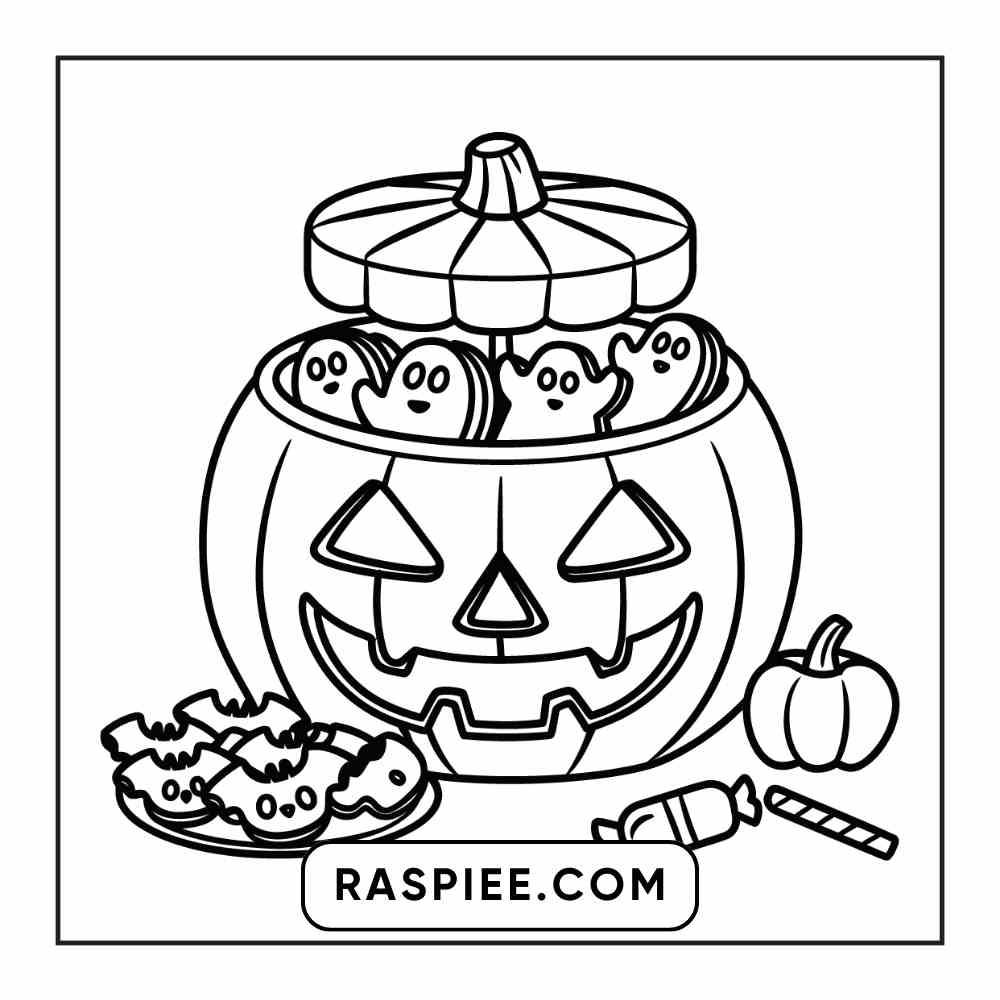 100 Bold Easy Spooky Food & Drinks Coloring Pages Printable PDF Instant Download - RASPIEE