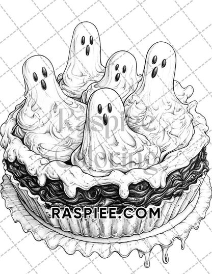 Spooky Desserts Halloween Adult Coloring Pages Printable PDF