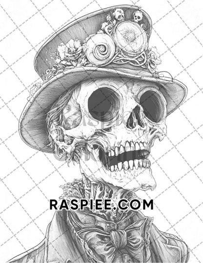 Victorian Zombies Halloween Adult Coloring Pages Printable PDF