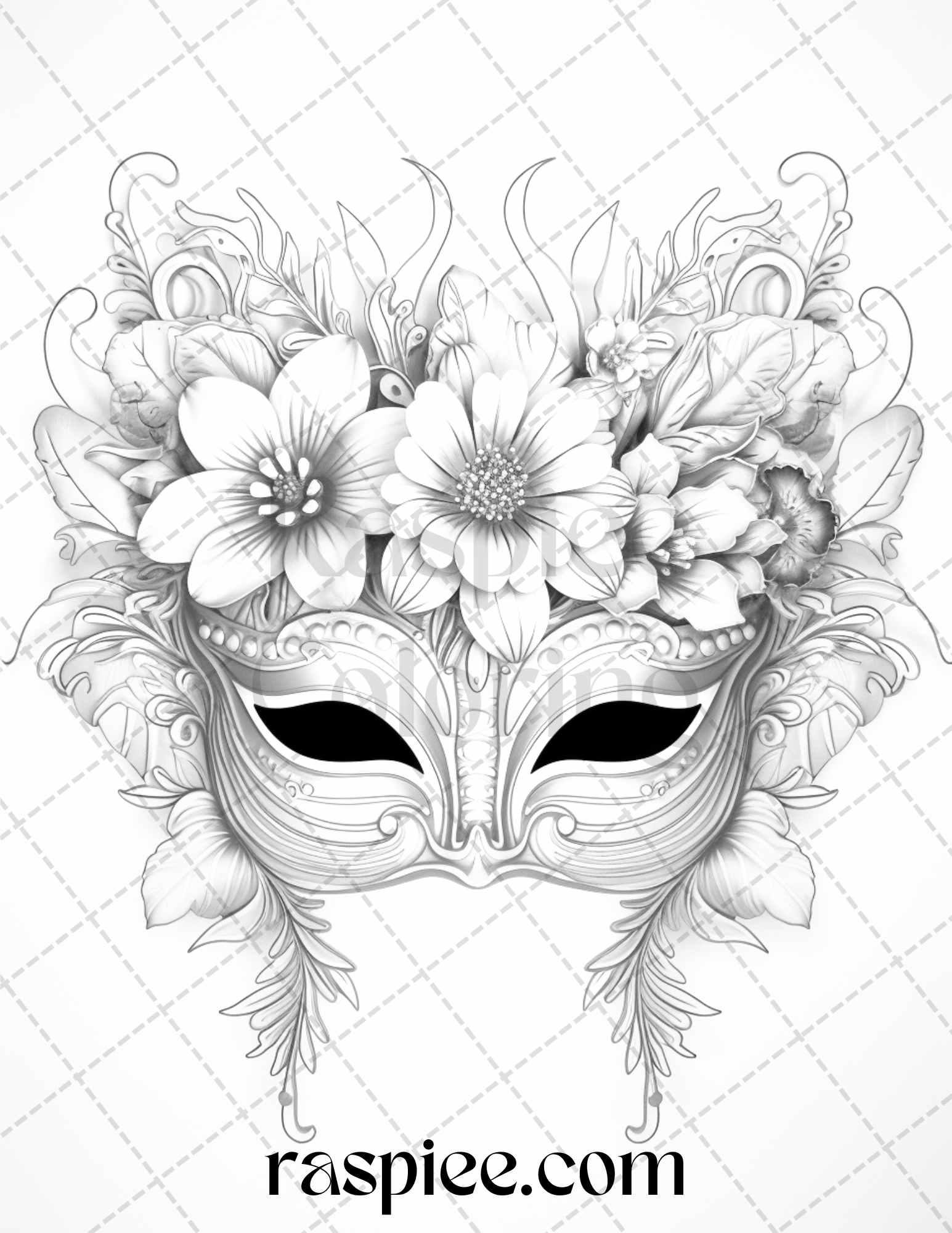 40 Masquerade Masks Grayscale Coloring Pages Printable for Adults, PDF – RASPIEE 40-masquerade-masks-grayscale-coloring-pages-printable-for-adults-pdf-raspiee