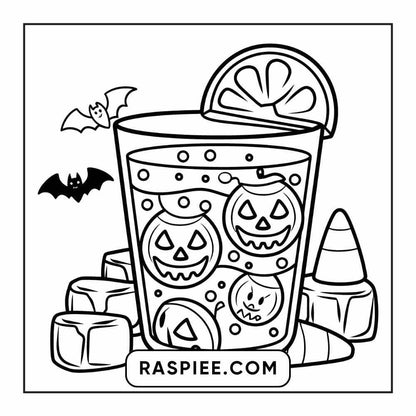 100 Bold Easy Spooky Food & Drinks Coloring Pages Printable PDF Instant Download - RASPIEE