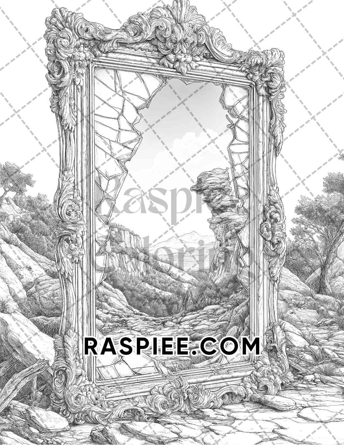 Halloween Surreal Adult Coloring Pages Printable PDF Instant Download - RASPIEE