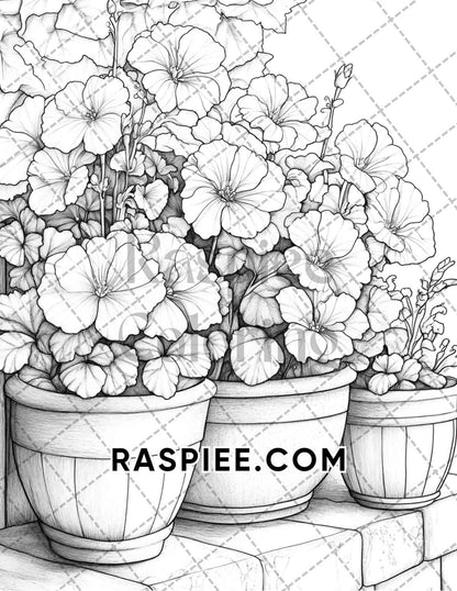 Seasonal Flowers Adult Coloring Pages Printable PDF Instant Download