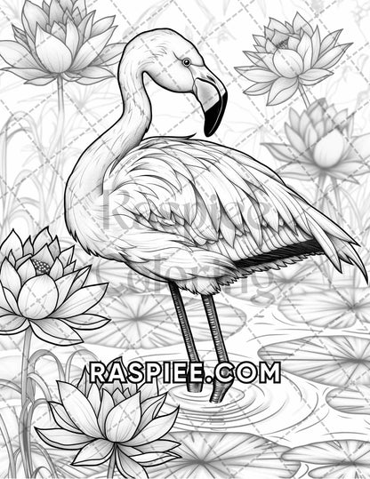 75 Animals in Flowers Grayscale Adult Coloring Pages Printable PDF Instant Download - RASPIEE