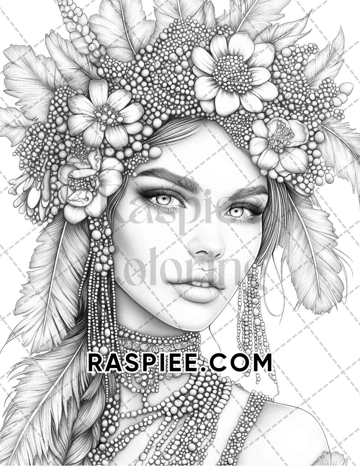 Autumn Beauties Portrait Adult Coloring Pages Printable PDF Instant Download