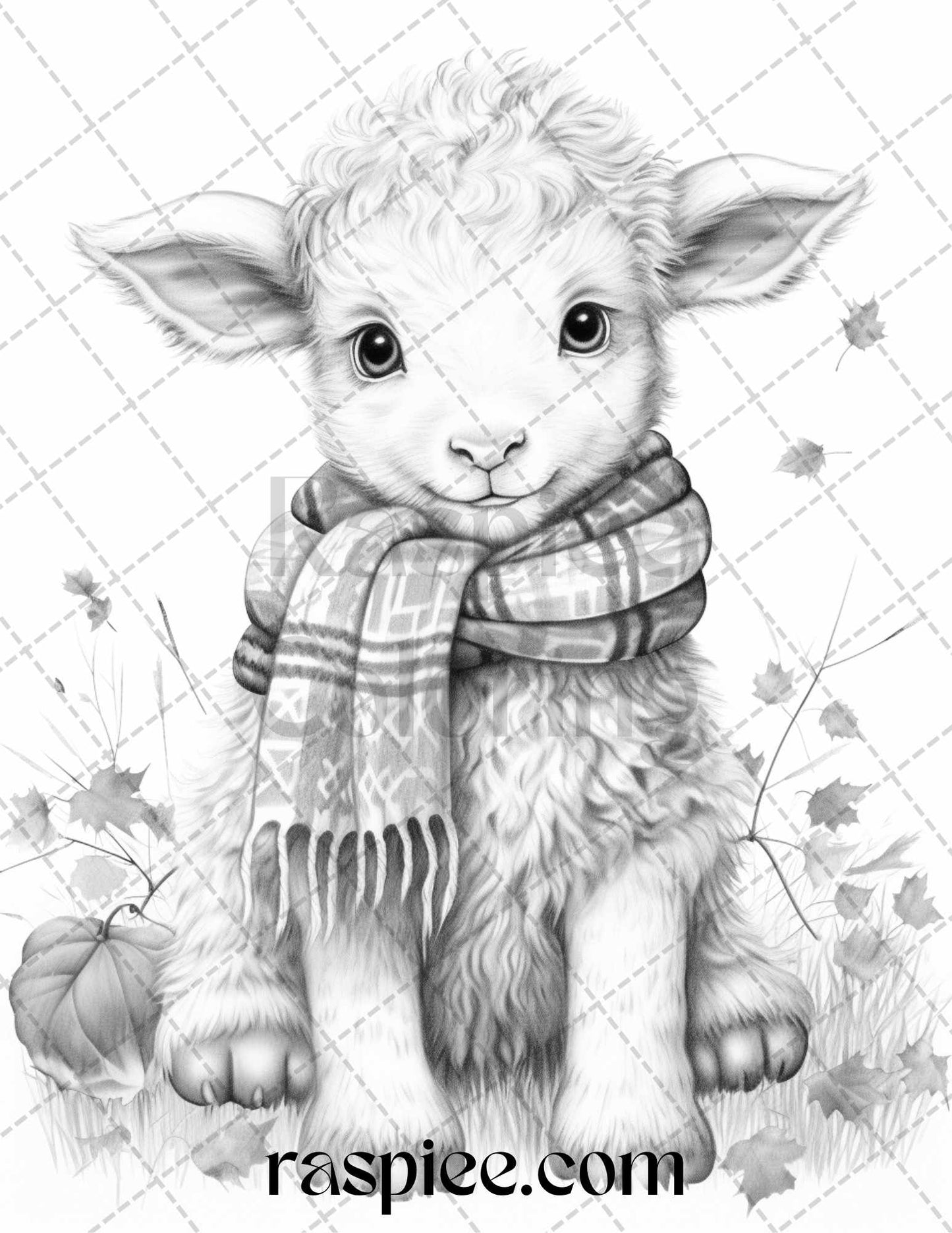 40 Cute Fall Animals Grayscale Coloring Pages Printable for Adults and Kids, PDF File Instant Download