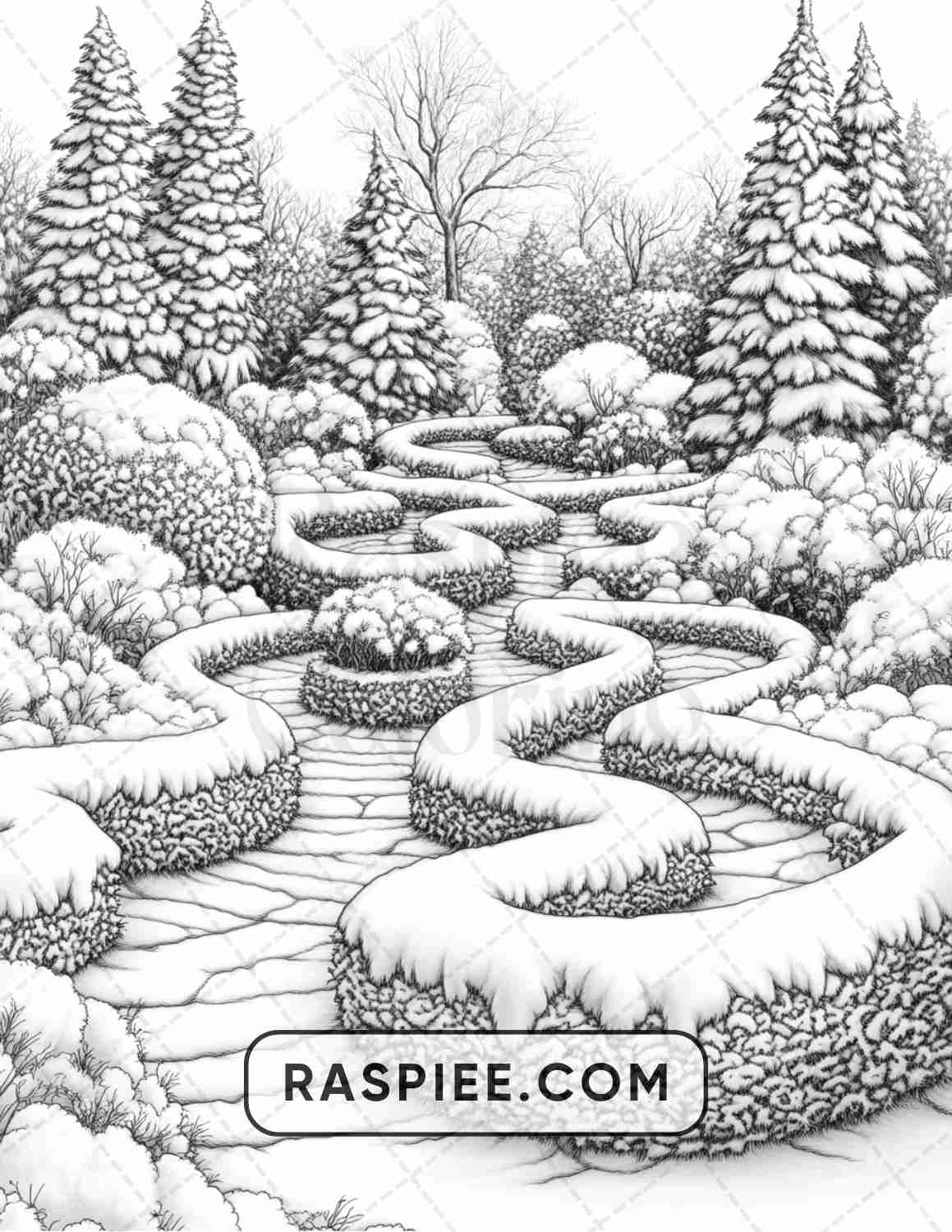 82 Winter Landscapes Adult Coloring Pages - RASPIEE