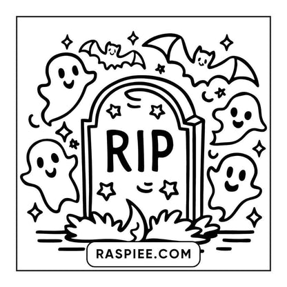 100 Bold and Easy Cute Halloween Coloring Pages Printable PDF Instant Download - RASPIEE