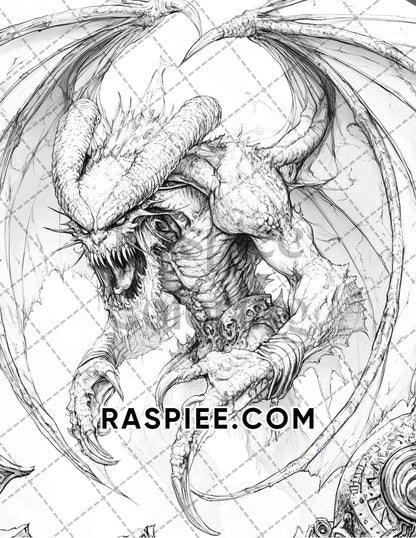 Horror Demons Halloween Adult Coloring Pages Printable PDF Instant Download