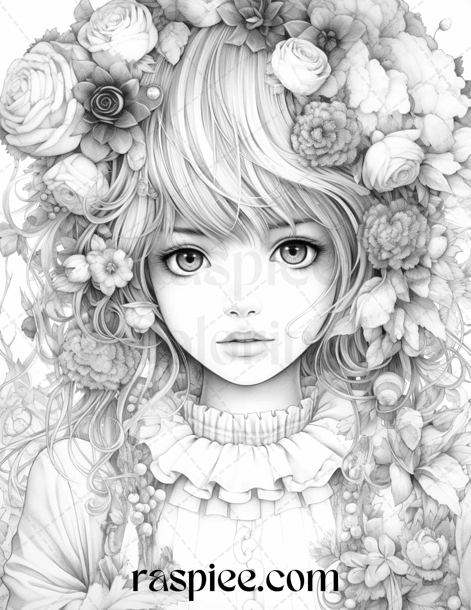 40 Cute Decora Girls Grayscale Coloring Pages Printable for Adults Kids, PDF File Instant Download - Raspiee Coloring