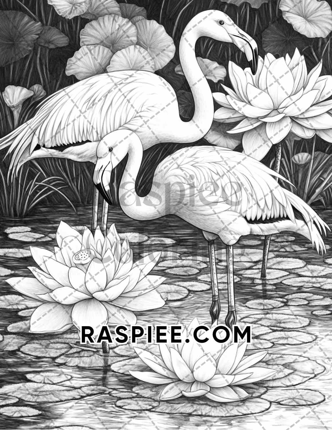 Flowers and Birds Adult Coloring Pages Printable PDF Instant Download - RASPIEE