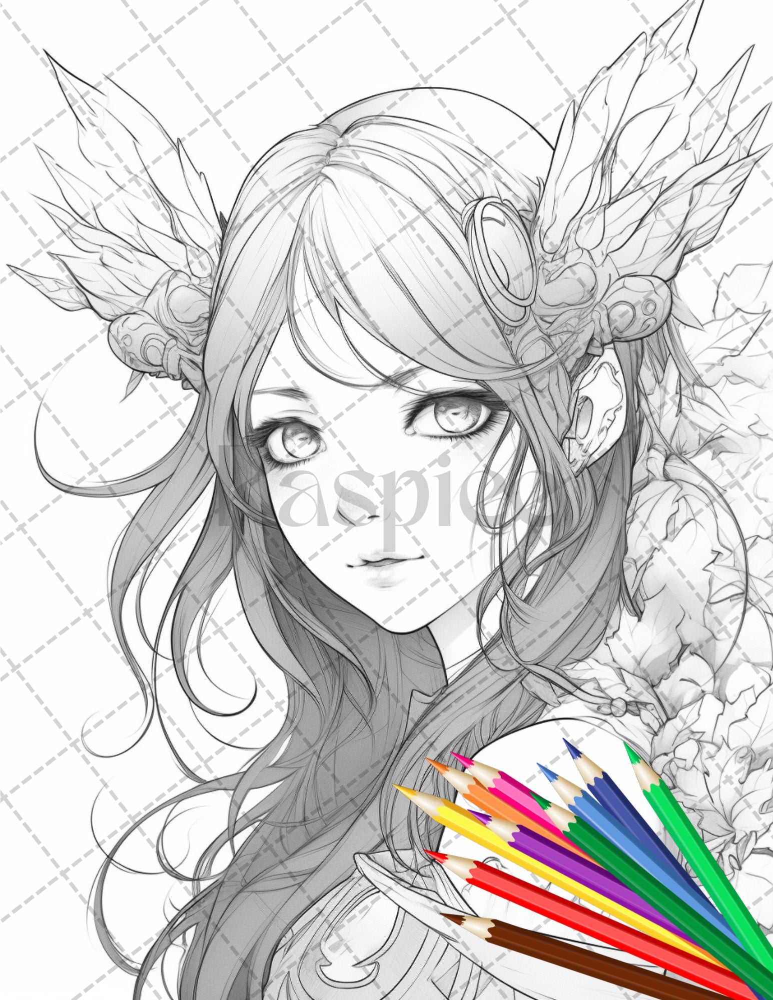Beautiful Anime Girl Grayscale High Quality Printable - Etsy