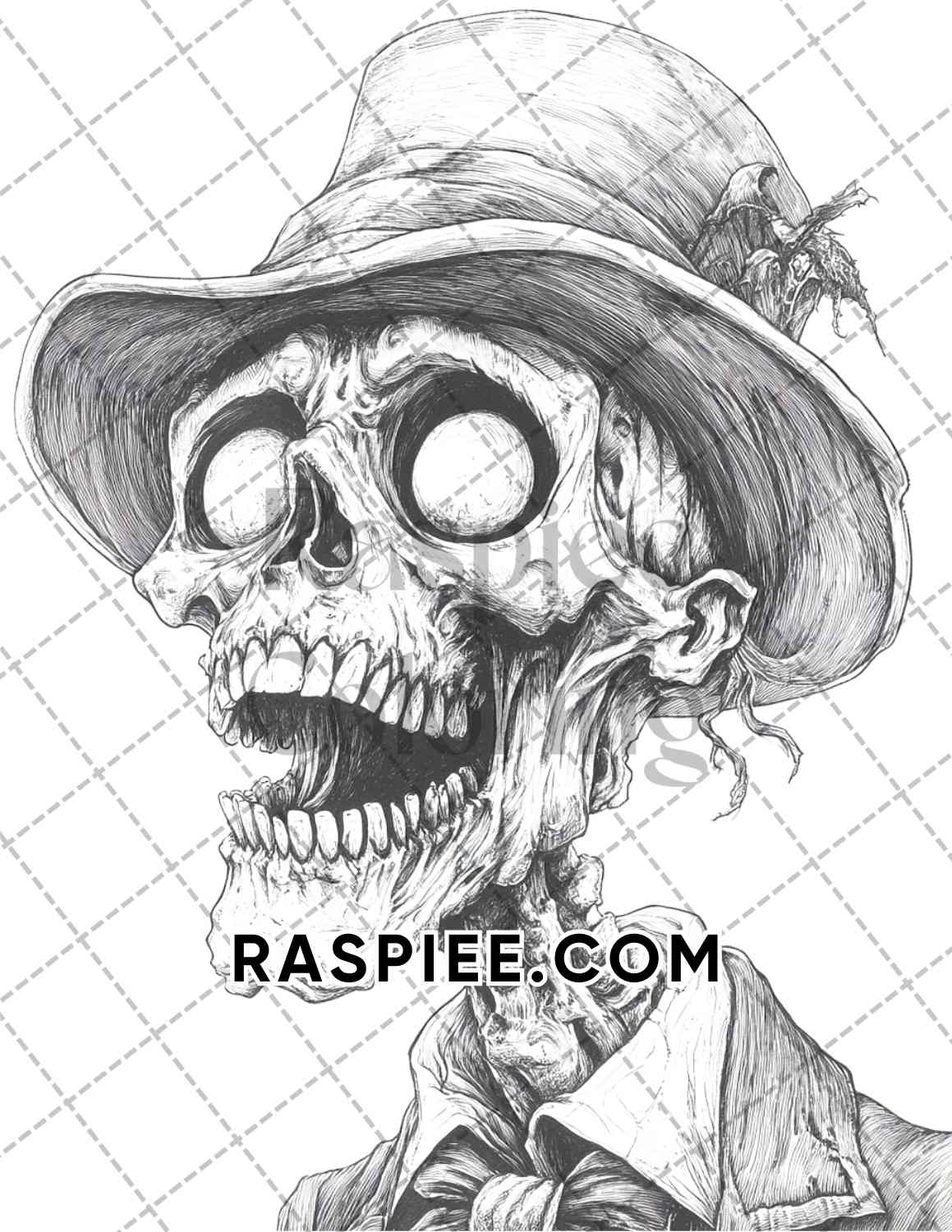 Victorian Zombies Halloween Adult Coloring Pages Printable PDF