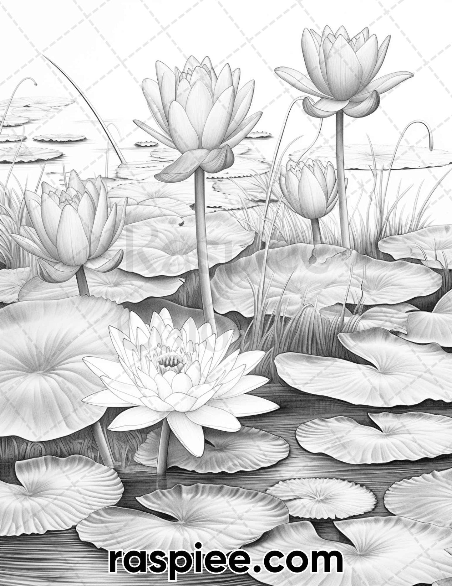 adult coloring pages, adult coloring sheets, adult coloring book pdf, adult coloring book printable, grayscale coloring pages, grayscale coloring books, spring coloring pages for adults, spring coloring book, flower coloring pages for adults, lotus pond coloring pages, flower coloring book, summer coloring pages