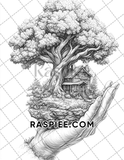 Surreal World Adult Coloring Pages Printable PDF Instant Download