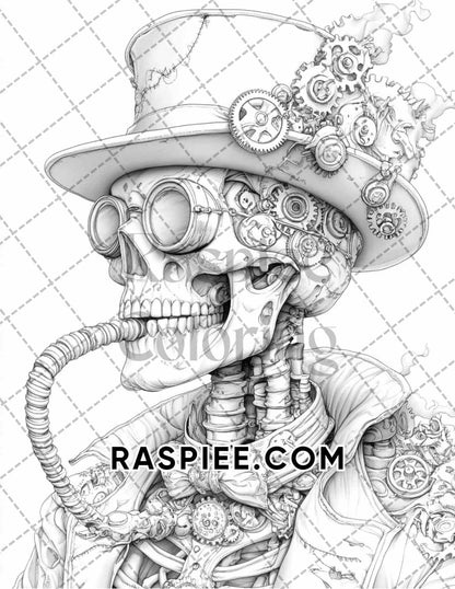 Steampunk Halloween Adult Coloring Pages Printable PDF Instant Download