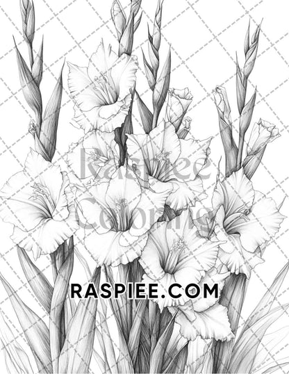 Seasonal Flowers Adult Coloring Pages Printable PDF Instant Download