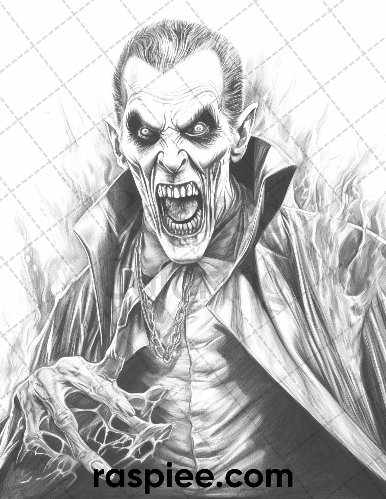 universal monsters coloring pages 50 Count Dracula Grayscale Coloring Pages Printable for Adults, PDF Fi – RASPIEE