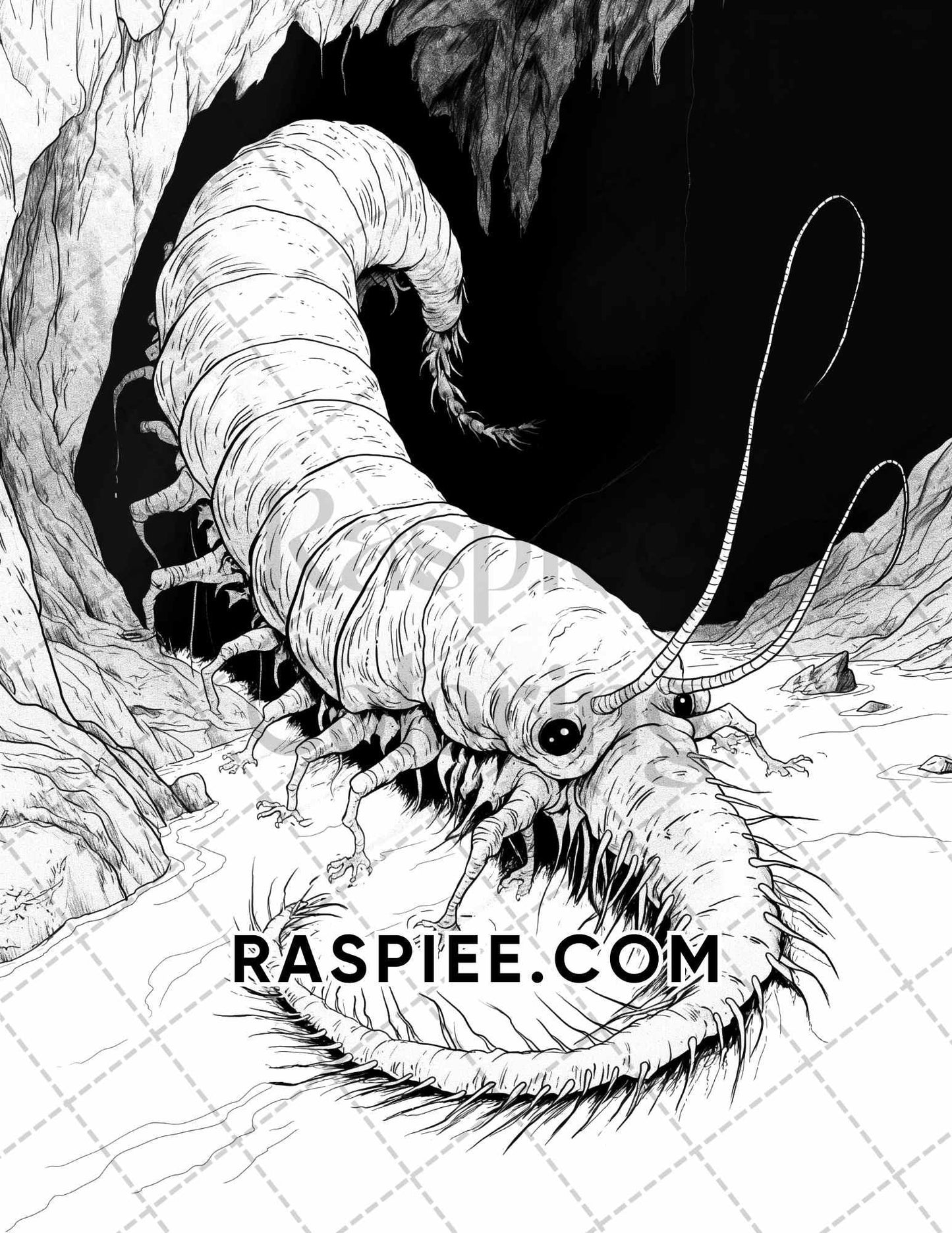 50 Spooky Monsters Halloween Adult Coloring Pages Printable PDF Instant Download - RASPIEE