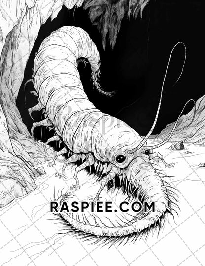 50 Spooky Monsters Halloween Adult Coloring Pages Printable PDF Instant Download