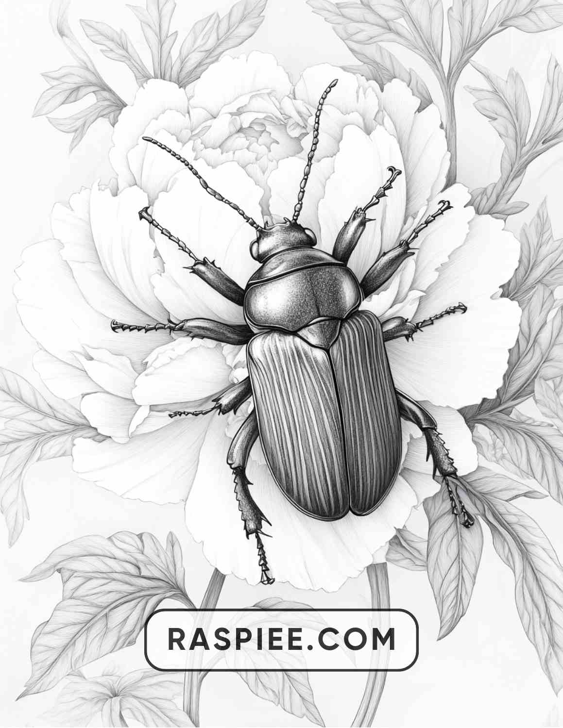 Insects and Flowers Adult Coloring Pages - RASPIEE