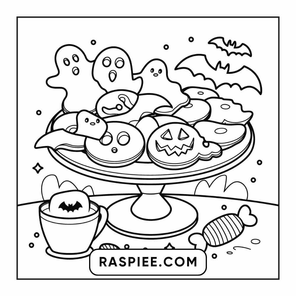 100 Bold Easy Spooky Food & Drinks Coloring Pages Printable PDF Instant Download - RASPIEE