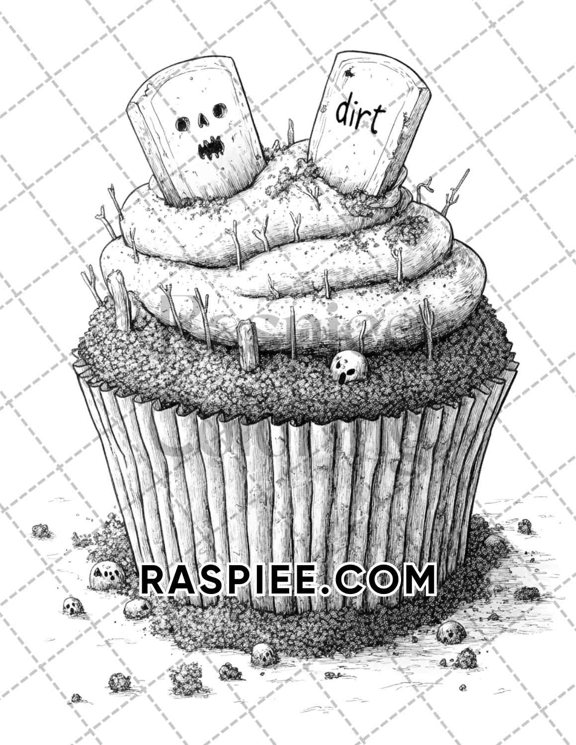 Spooky Desserts Halloween Adult Coloring Pages Printable PDF