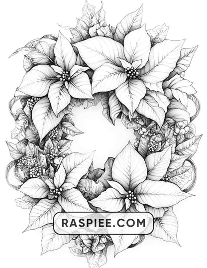 72 Christmas Wreaths Adult Coloring Pages - RASPIEE