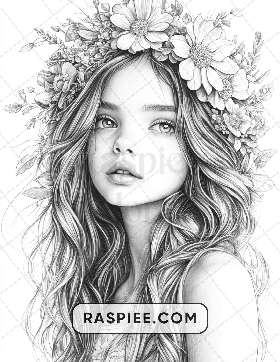 88 Bohemian Little Girls Portrait Adult Coloring Pages