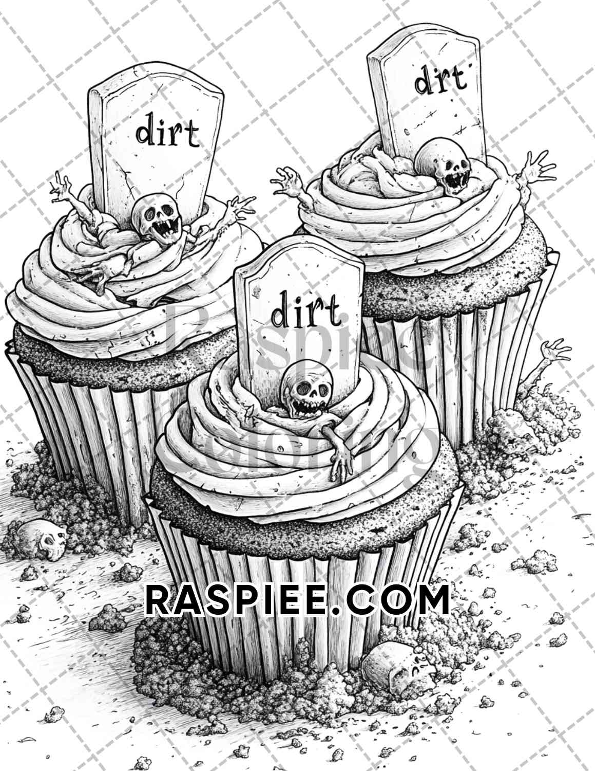 Spooky Desserts Halloween Adult Coloring Pages Printable PDF