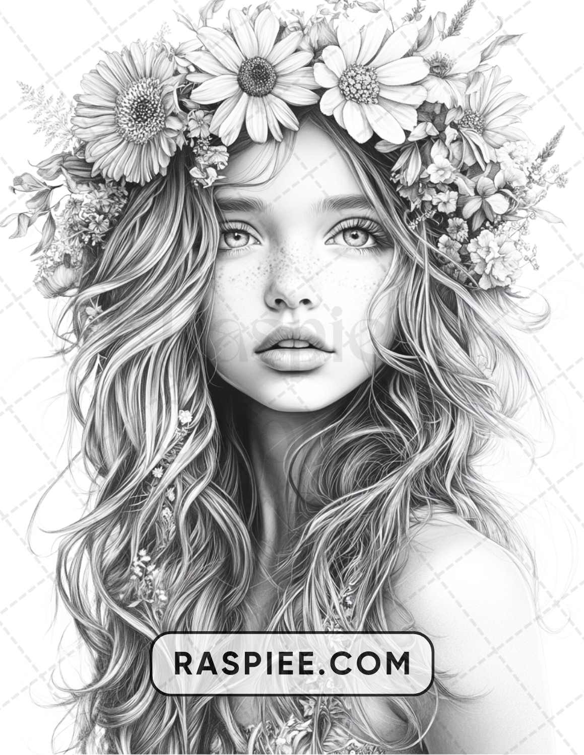 88 Bohemian Little Girls Portrait Adult Coloring Pages