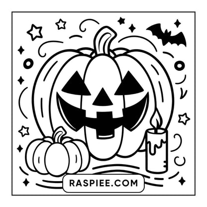 100 Bold and Easy Cute Halloween Coloring Pages Printable PDF Instant Download - RASPIEE