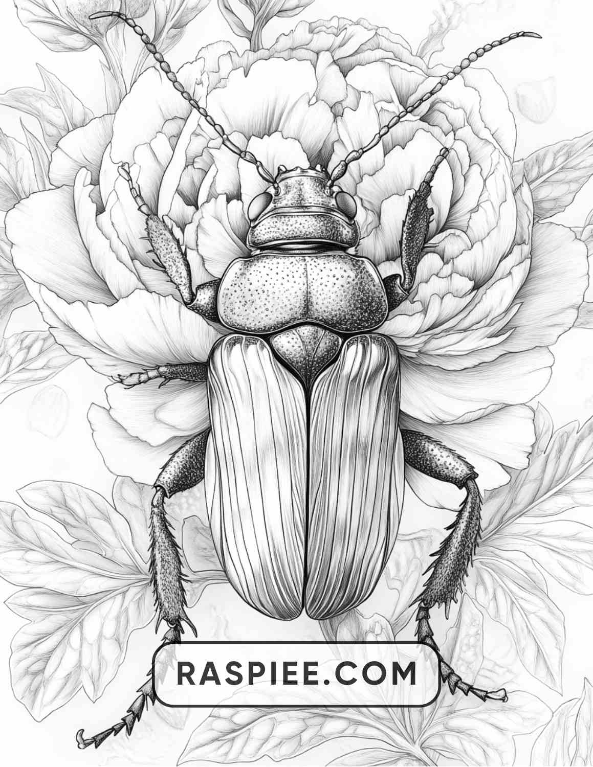 Insects and Flowers Adult Coloring Pages - RASPIEE